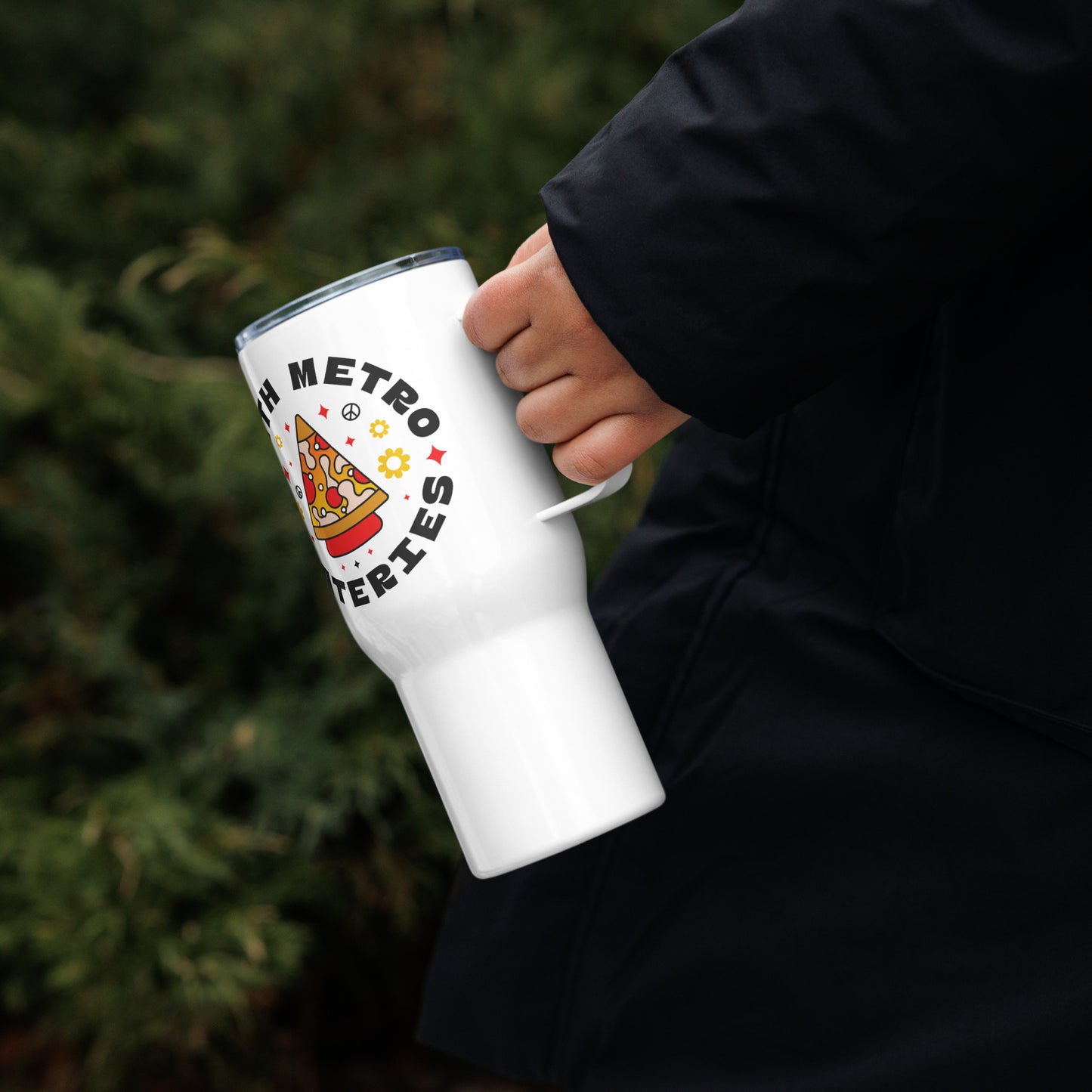 NME PIzza Travel mug with a Handle